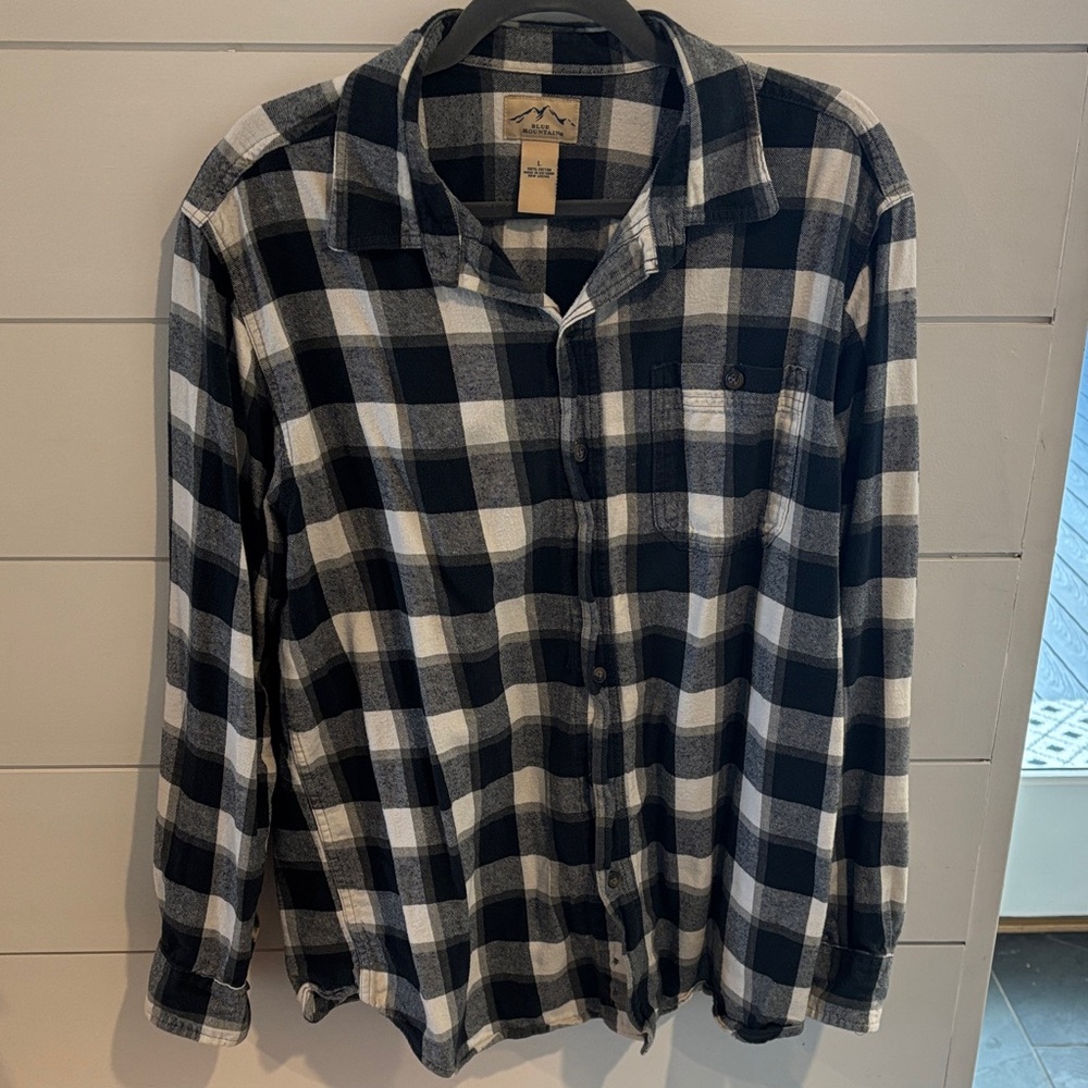 Stylish Navy and White Plaid Button-Down Shirt
